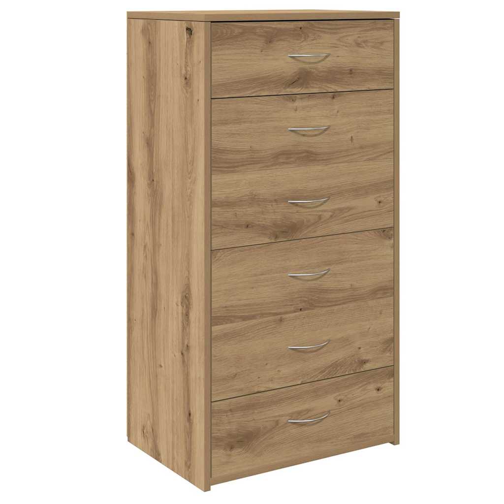 Dressoir met 6 lades 50x34x96 cm bewerkt hout artisanaal eiken is nu te koop bij PeponiXL, paradijselijk wonen!