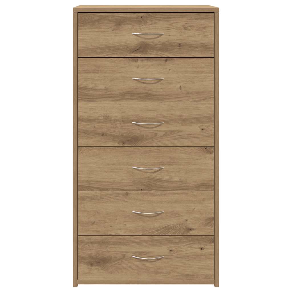 Dressoir met 6 lades 50x34x96 cm bewerkt hout artisanaal eiken is nu te koop bij PeponiXL, paradijselijk wonen!