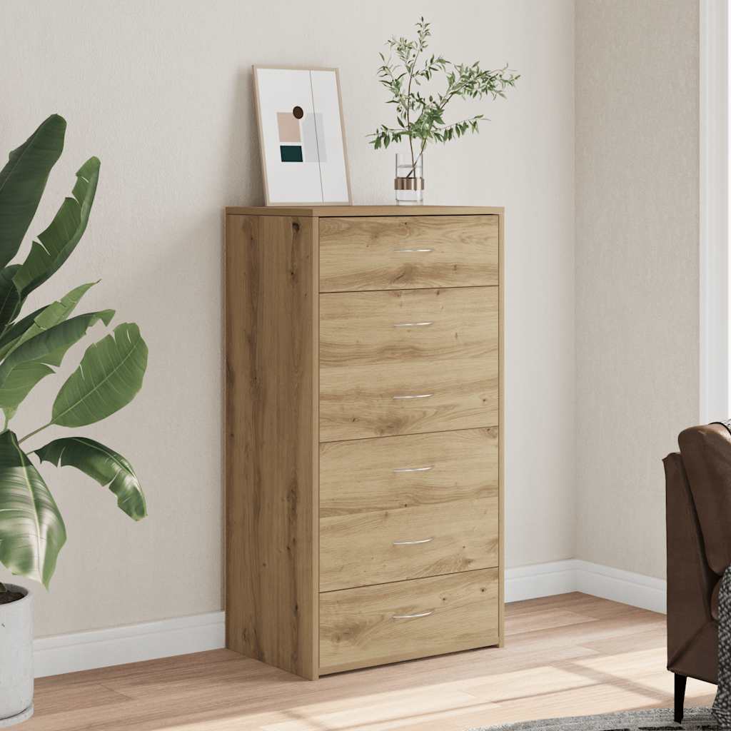 Dressoir met 6 lades 50x34x96 cm bewerkt hout artisanaal eiken is nu te koop bij PeponiXL, paradijselijk wonen!