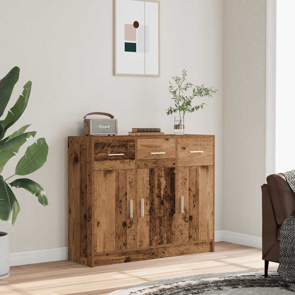 Dressoir 91x28x75 cm bewerkt hout oud houtkleurig is nu te koop bij PeponiXL, paradijselijk wonen!