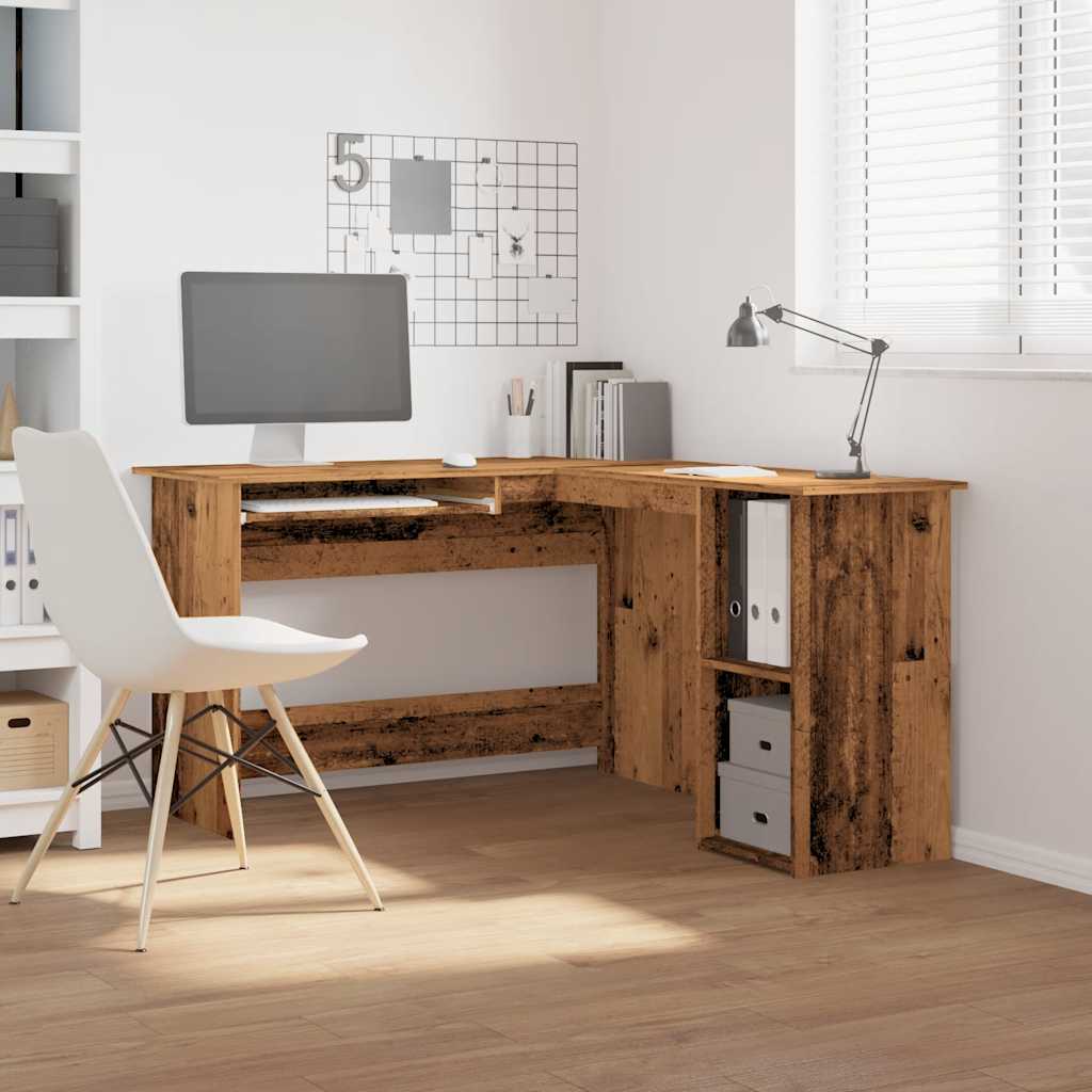Hoekbureau 120x140x75 cm bewerkt hout oud houtkleurig is nu te koop bij PeponiXL, paradijselijk wonen!