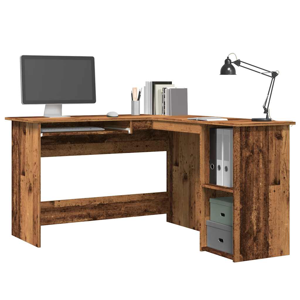 Hoekbureau 120x140x75 cm bewerkt hout oud houtkleurig is nu te koop bij PeponiXL, paradijselijk wonen!