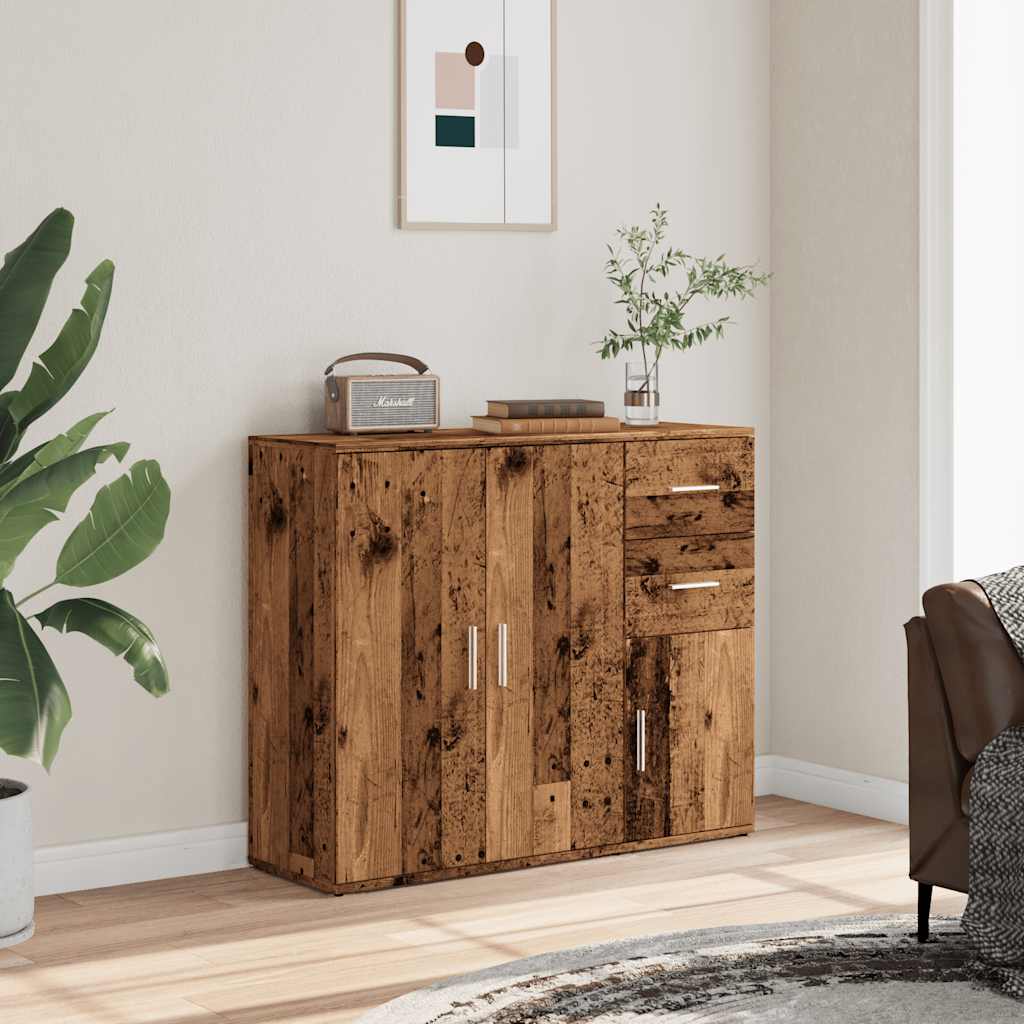 Dressoir 91x29,5x75 cm bewerkt hout oud houtkleurig is nu te koop bij PeponiXL, paradijselijk wonen!