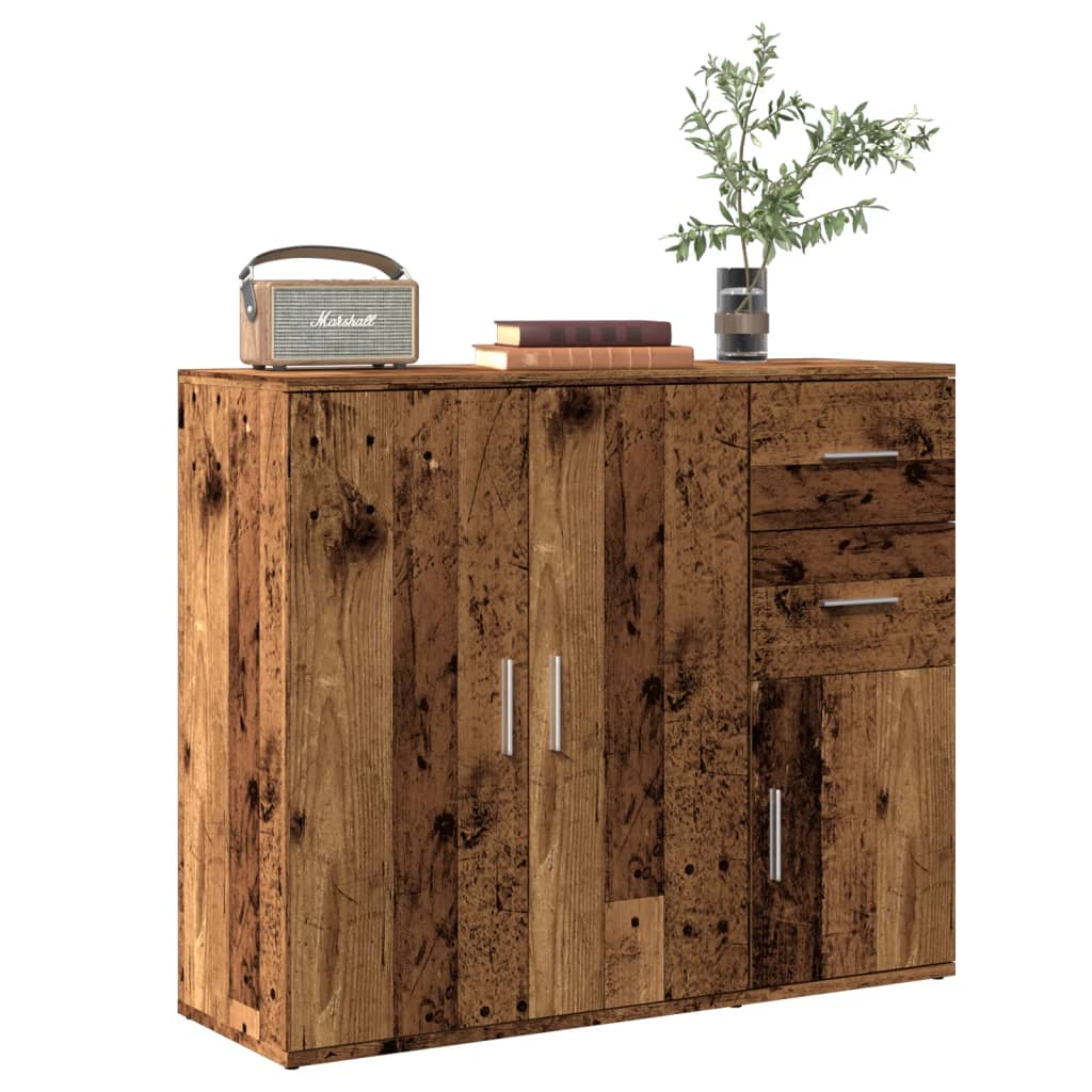 Dressoir 91x29,5x75 cm bewerkt hout oud houtkleurig is nu te koop bij PeponiXL, paradijselijk wonen!