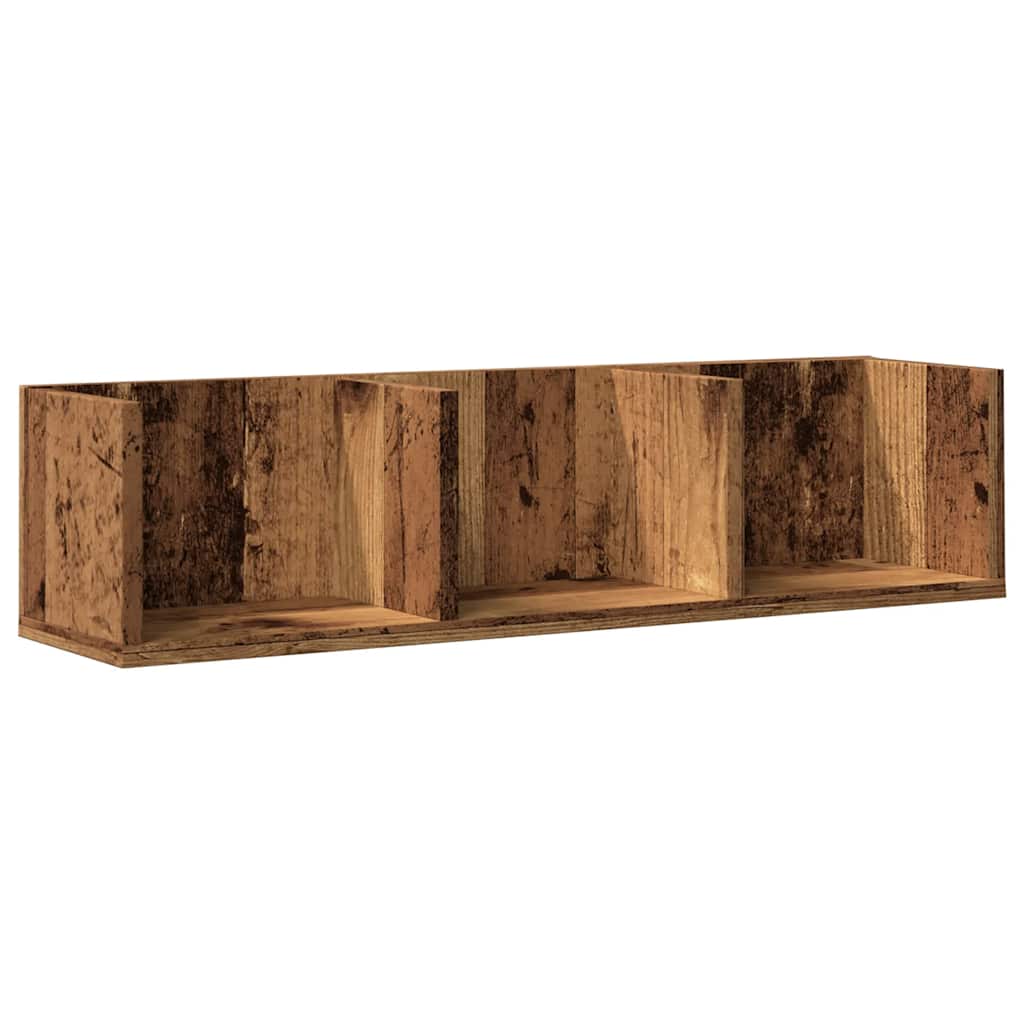 Cd-wandschap 75x18x18 cm bewerkt hout oud houtkleurig is nu te koop bij PeponiXL, paradijselijk wonen!