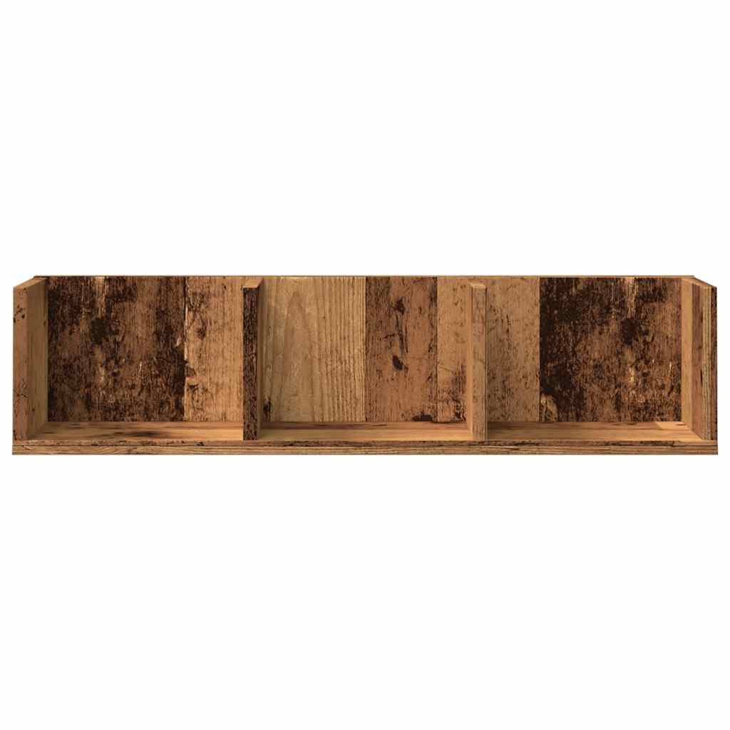 Cd-wandschap 75x18x18 cm bewerkt hout oud houtkleurig is nu te koop bij PeponiXL, paradijselijk wonen!