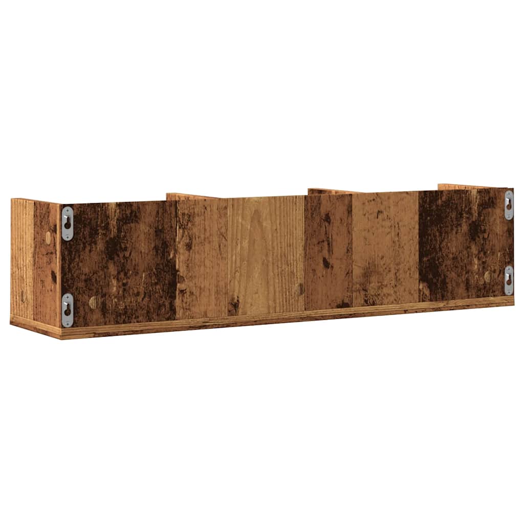 Cd-wandschap 75x18x18 cm bewerkt hout oud houtkleurig is nu te koop bij PeponiXL, paradijselijk wonen!