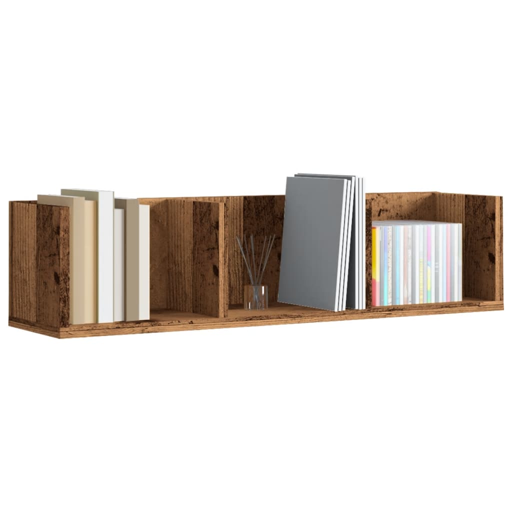 Cd-wandschap 75x18x18 cm bewerkt hout oud houtkleurig is nu te koop bij PeponiXL, paradijselijk wonen!