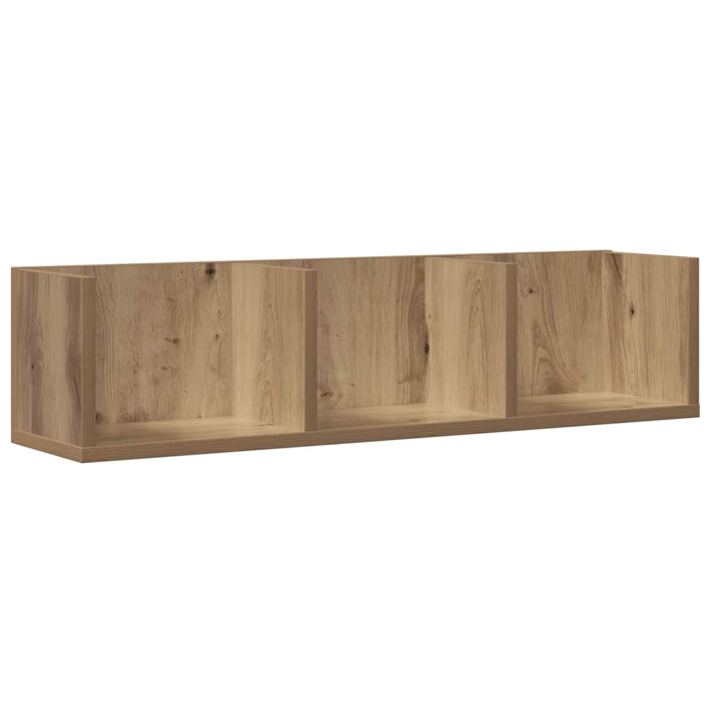 CD-wandschap 75x18x18 cm bewerkt hout artisanaal eikenkleurig is nu te koop bij PeponiXL, paradijselijk wonen!