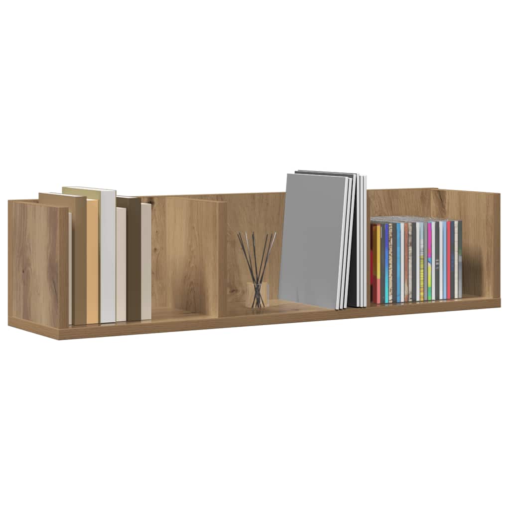 CD-wandschap 75x18x18 cm bewerkt hout artisanaal eikenkleurig is nu te koop bij PeponiXL, paradijselijk wonen!