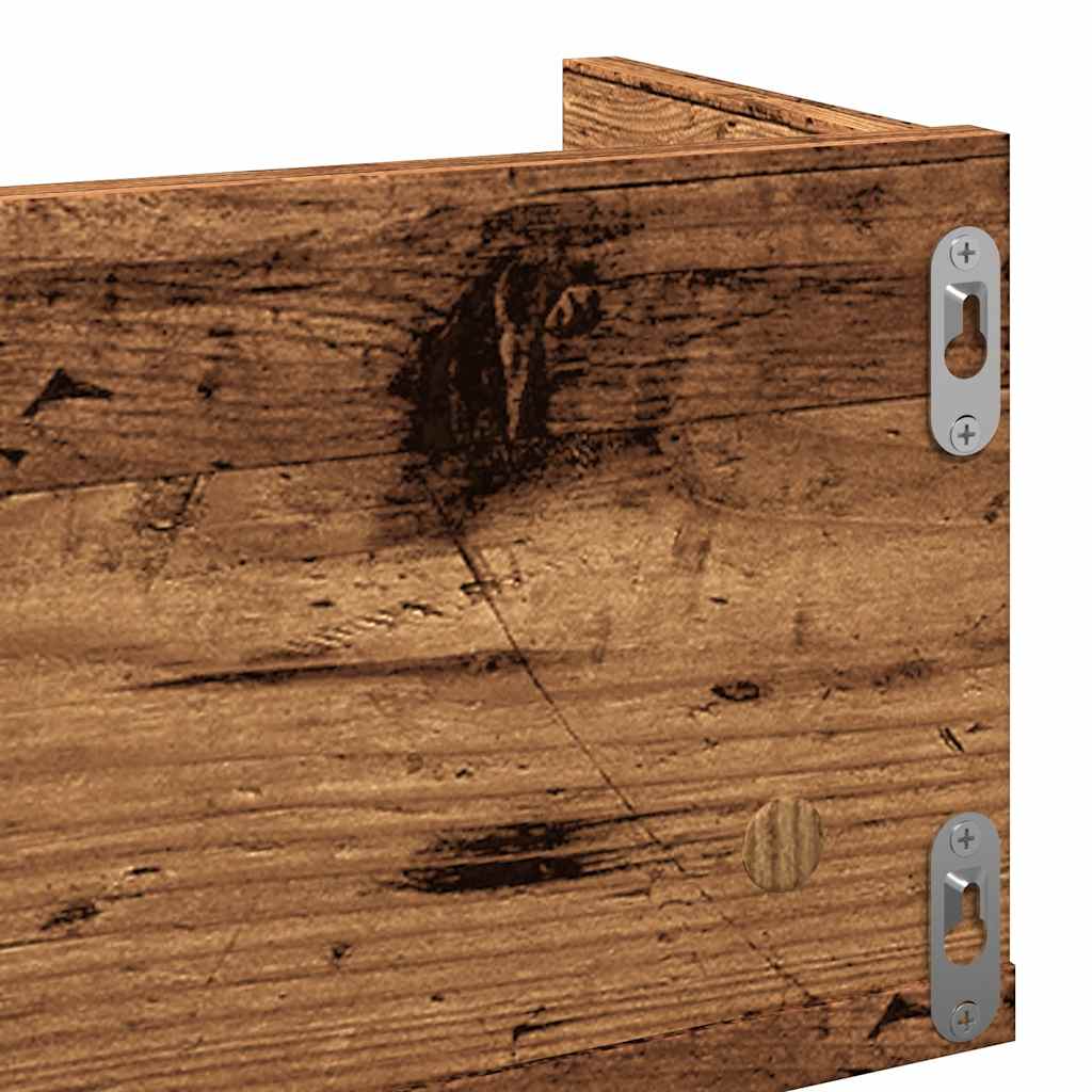 Cd-wandschap 100x18x18 cm bewerkt hout oud houtkleurig is nu te koop bij PeponiXL, paradijselijk wonen!