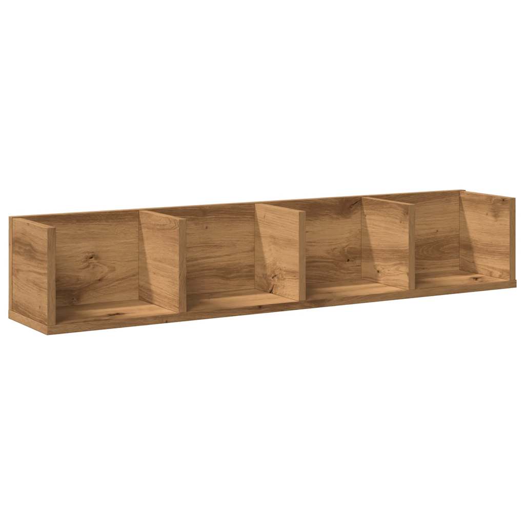 CD-wandschap 100x18x18 cm bewerkt hout artisanaal eikenkleurig is nu te koop bij PeponiXL, paradijselijk wonen!