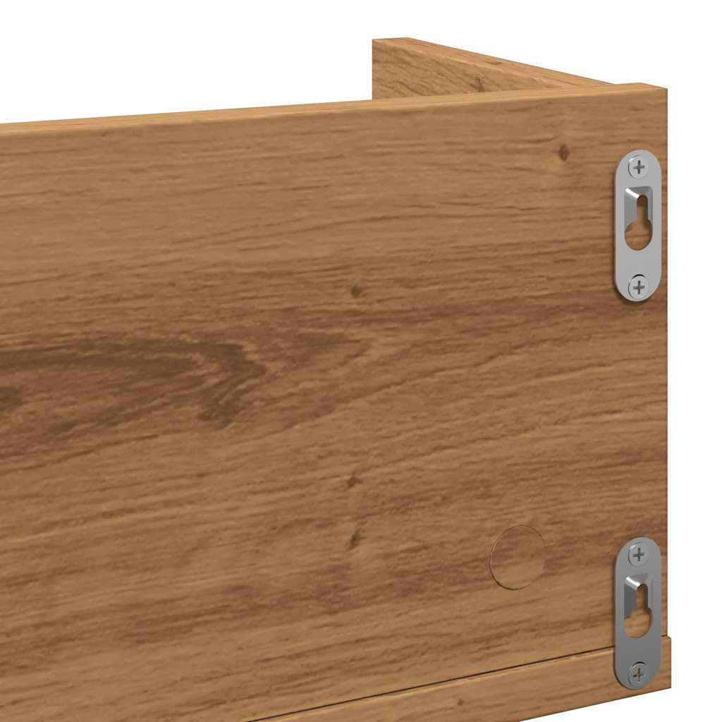 CD-wandschap 100x18x18 cm bewerkt hout artisanaal eikenkleurig is nu te koop bij PeponiXL, paradijselijk wonen!