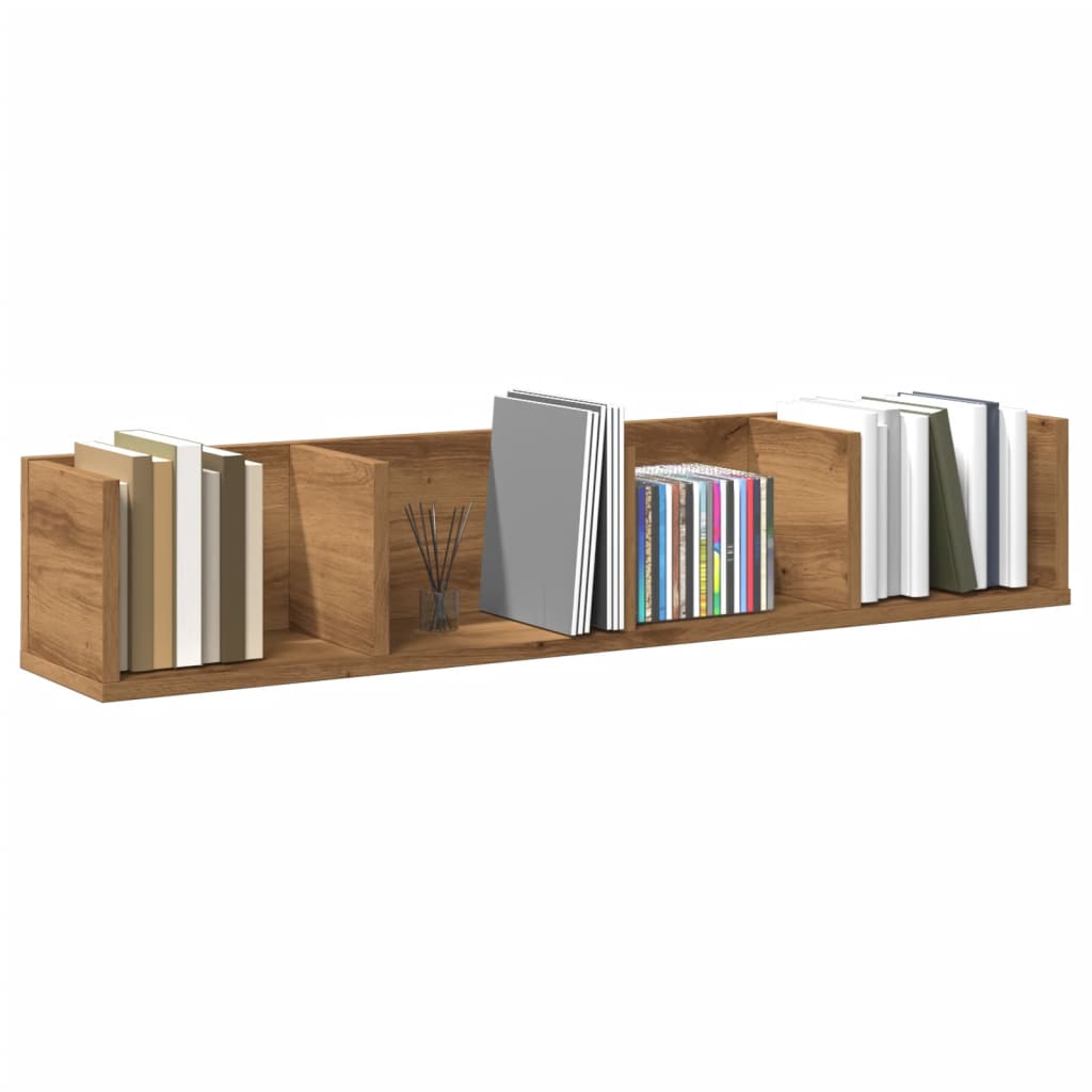 CD-wandschap 100x18x18 cm bewerkt hout artisanaal eikenkleurig is nu te koop bij PeponiXL, paradijselijk wonen!