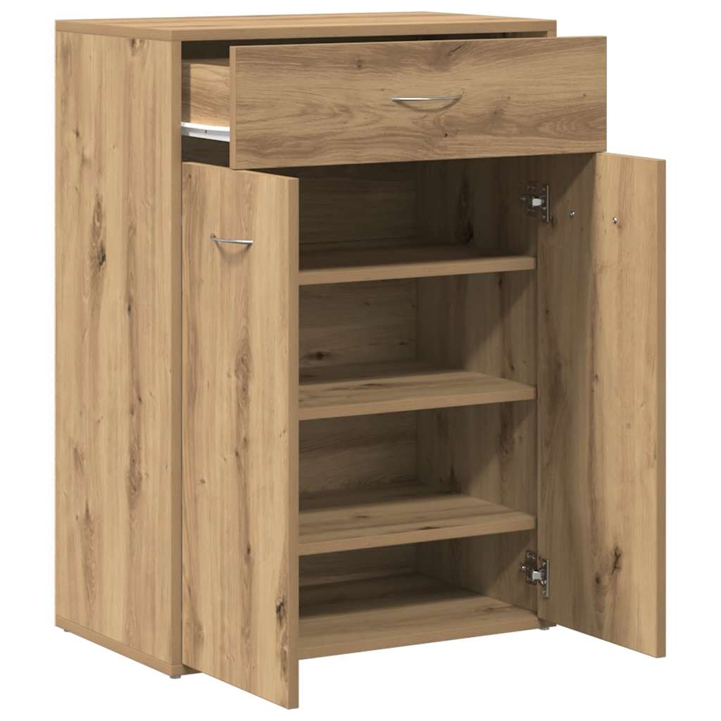 Schoenenkast 60x35x84 cm bewerkt hout artisanaal eikenkleur is nu te koop bij PeponiXL, paradijselijk wonen!