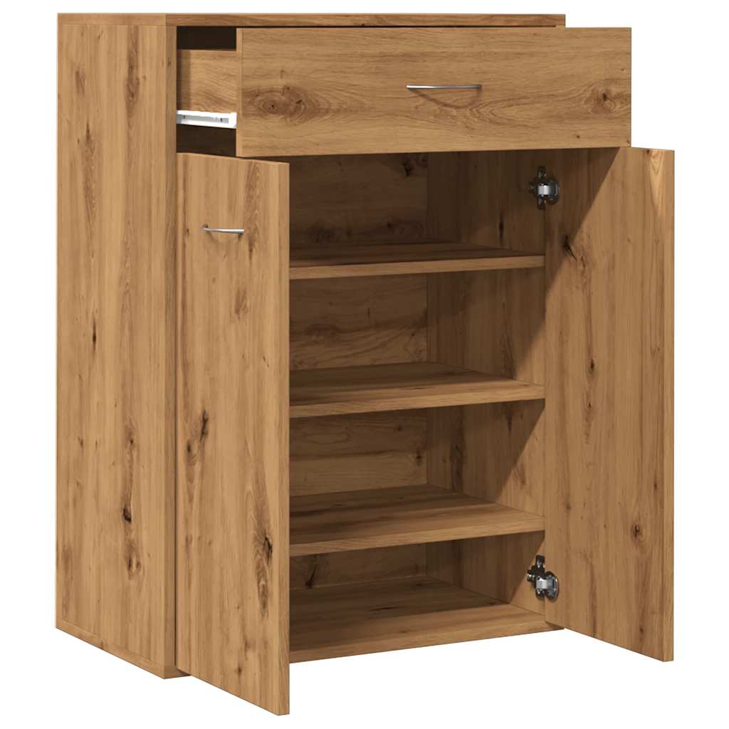 Schoenenkast 60x35x84 cm bewerkt hout artisanaal eikenkleur is nu te koop bij PeponiXL, paradijselijk wonen!