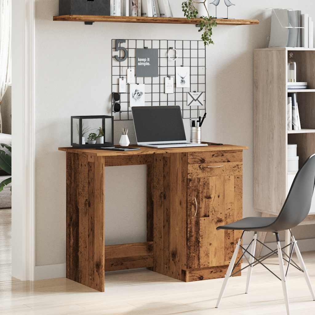 Bureau 100x50x76 cm bewerkt hout oud houtkleurig is nu te koop bij PeponiXL, paradijselijk wonen!