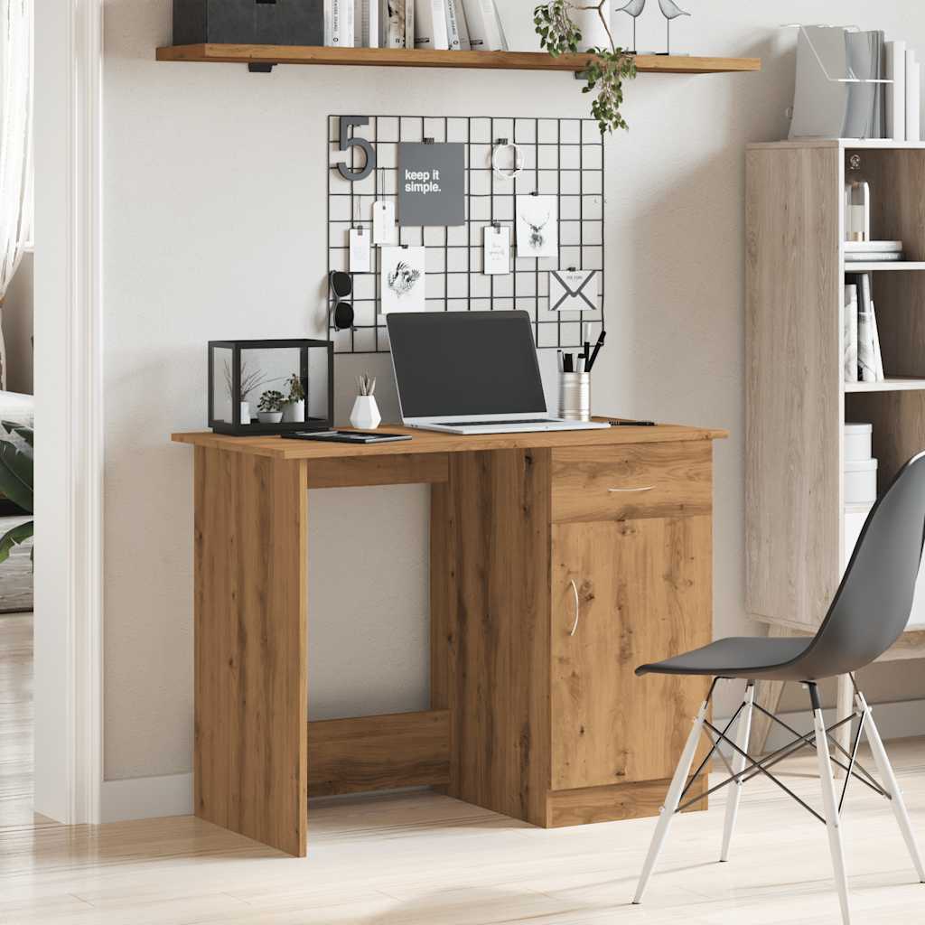 Bureau 100x50x76 cm bewerkt hout artisanaal eikenkleur is nu te koop bij PeponiXL, paradijselijk wonen!