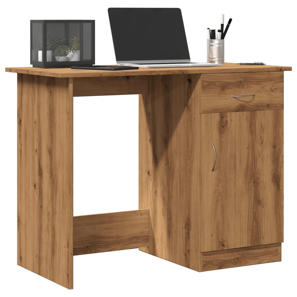 Bureau 100x50x76 cm bewerkt hout artisanaal eikenkleur is nu te koop bij PeponiXL, paradijselijk wonen!
