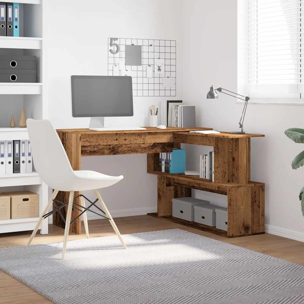 Hoekbureau 200,5x50x76 cm bewerkt hout oud houtkleurig is nu te koop bij PeponiXL, paradijselijk wonen!