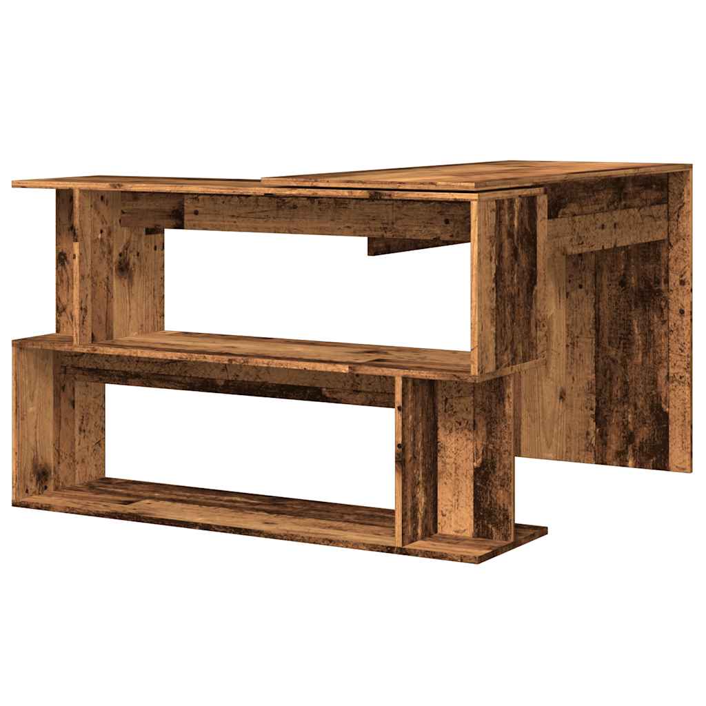 Hoekbureau 200,5x50x76 cm bewerkt hout oud houtkleurig is nu te koop bij PeponiXL, paradijselijk wonen!