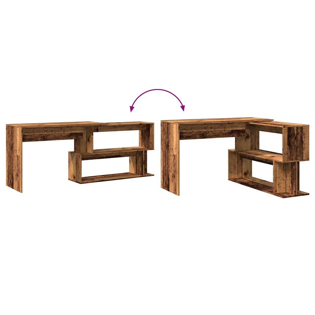 Hoekbureau 200,5x50x76 cm bewerkt hout oud houtkleurig is nu te koop bij PeponiXL, paradijselijk wonen!