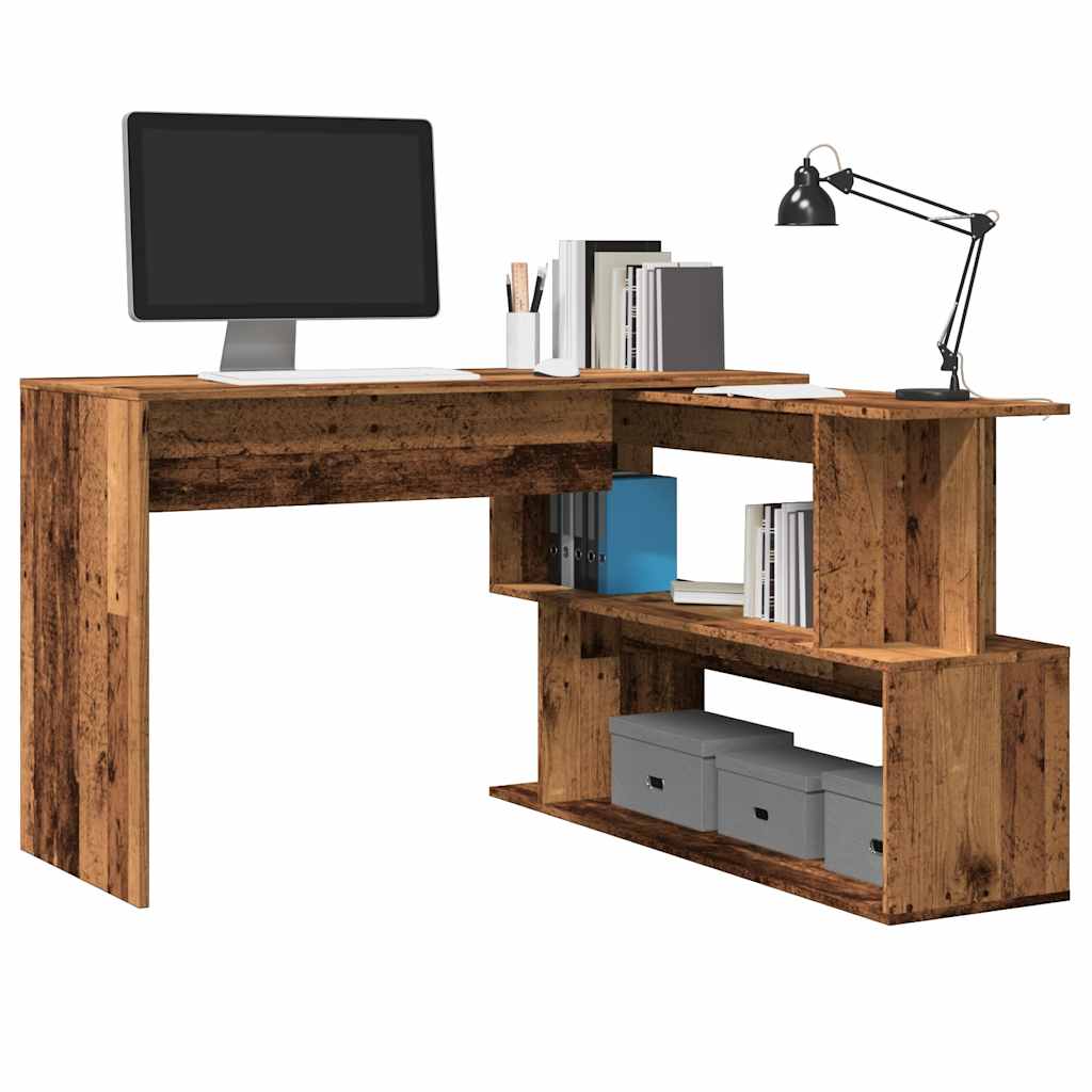 Hoekbureau 200,5x50x76 cm bewerkt hout oud houtkleurig is nu te koop bij PeponiXL, paradijselijk wonen!