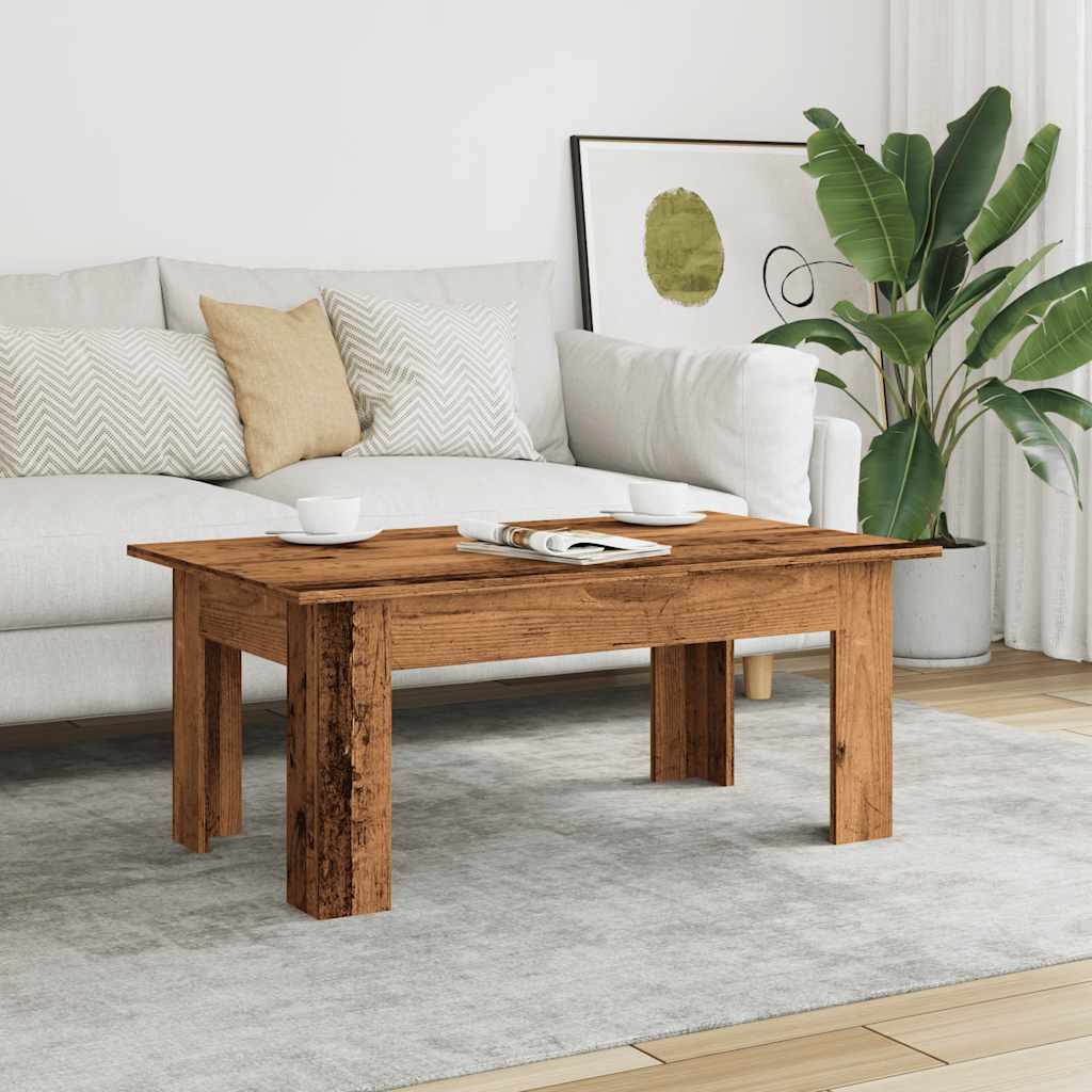 Salontafel 100x60x42 cm bewerkt hout oud houtkleurig is nu te koop bij PeponiXL, paradijselijk wonen!