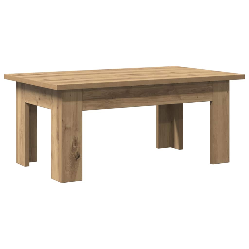 Salontafel 100x60x42 cm bewerkt hout artisanaal eikenkleur is nu te koop bij PeponiXL, paradijselijk wonen!