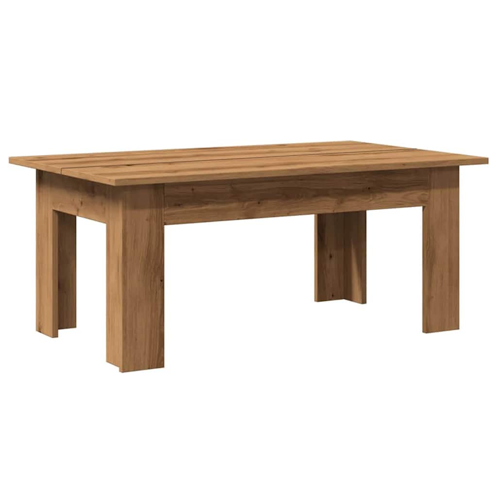 Salontafel 100x60x42 cm bewerkt hout artisanaal eikenkleur is nu te koop bij PeponiXL, paradijselijk wonen!