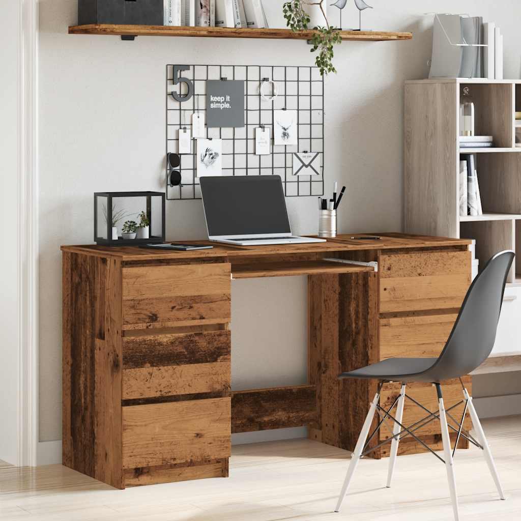Schrijftafel 140x50x77 cm bewerkt hout oud houtkleurig is nu te koop bij PeponiXL, paradijselijk wonen!