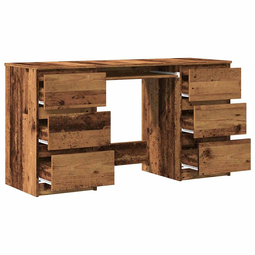 Schrijftafel 140x50x77 cm bewerkt hout oud houtkleurig is nu te koop bij PeponiXL, paradijselijk wonen!