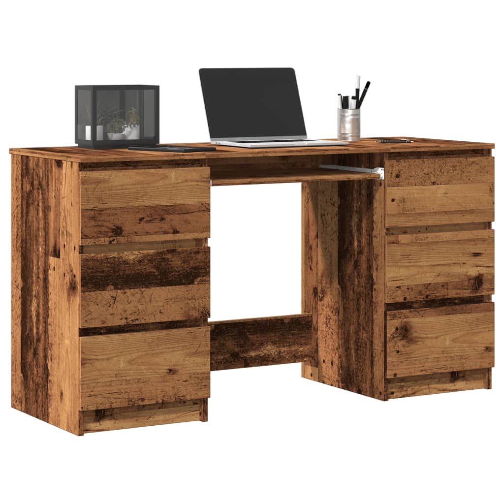 Schrijftafel 140x50x77 cm bewerkt hout oud houtkleurig is nu te koop bij PeponiXL, paradijselijk wonen!