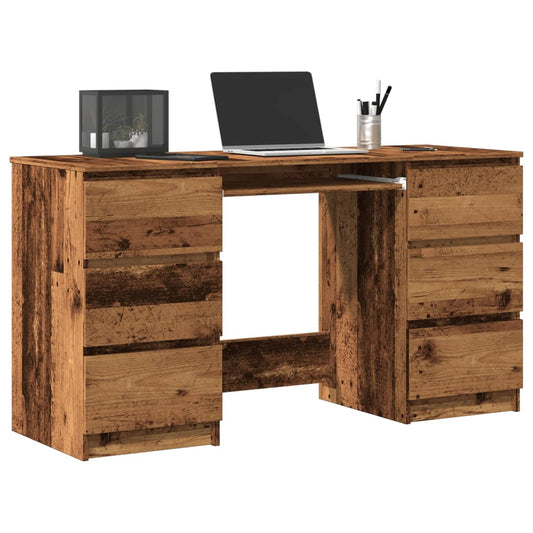 Schrijftafel 140x50x77 cm bewerkt hout oud houtkleurig is nu te koop bij PeponiXL, paradijselijk wonen!