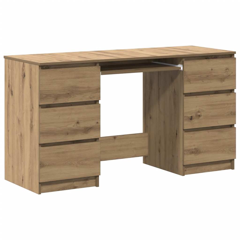 Bureau 140x50x77 cm bewerkt hout artisanaal eikenkleur is nu te koop bij PeponiXL, paradijselijk wonen!