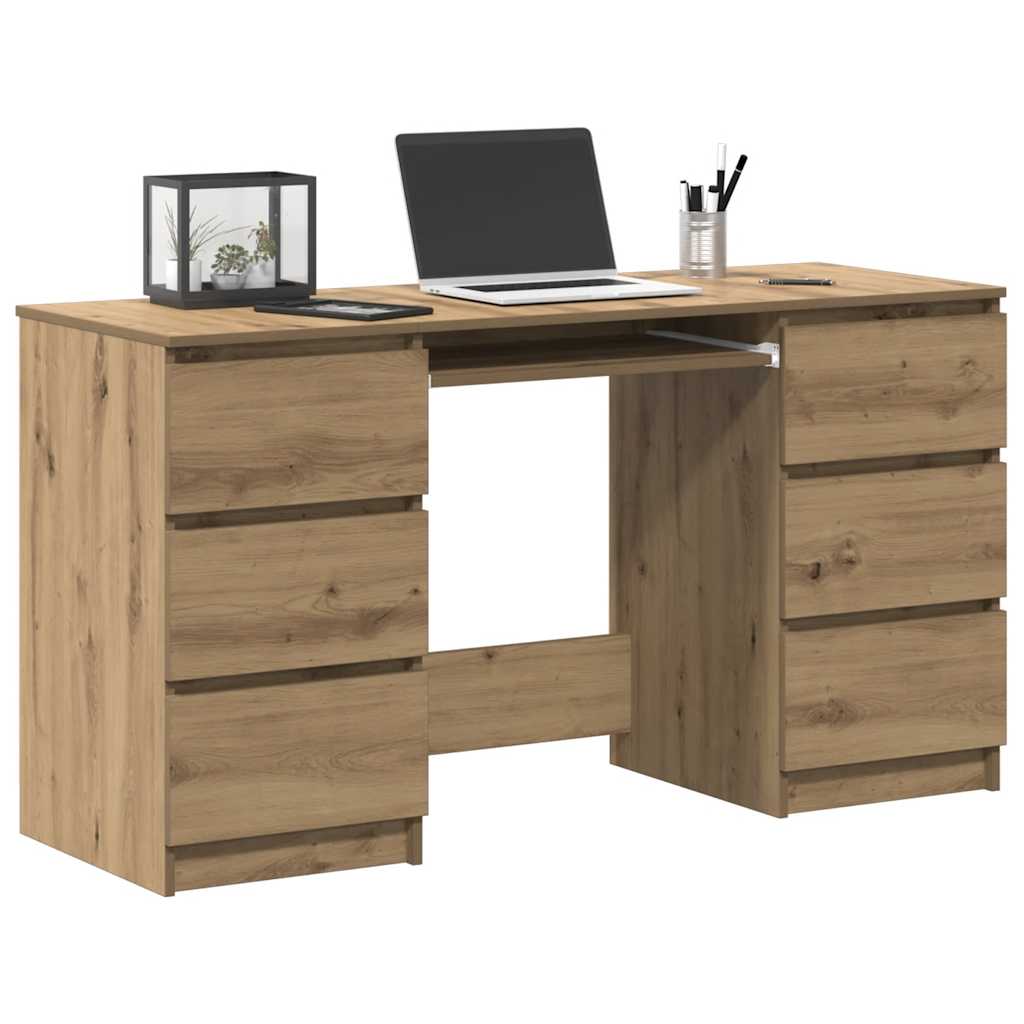 Bureau 140x50x77 cm bewerkt hout artisanaal eikenkleur is nu te koop bij PeponiXL, paradijselijk wonen!