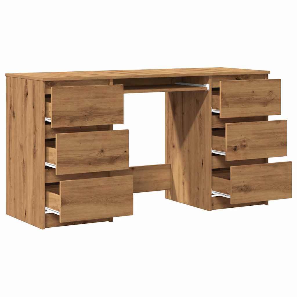 Bureau 140x50x77 cm bewerkt hout artisanaal eikenkleur is nu te koop bij PeponiXL, paradijselijk wonen!