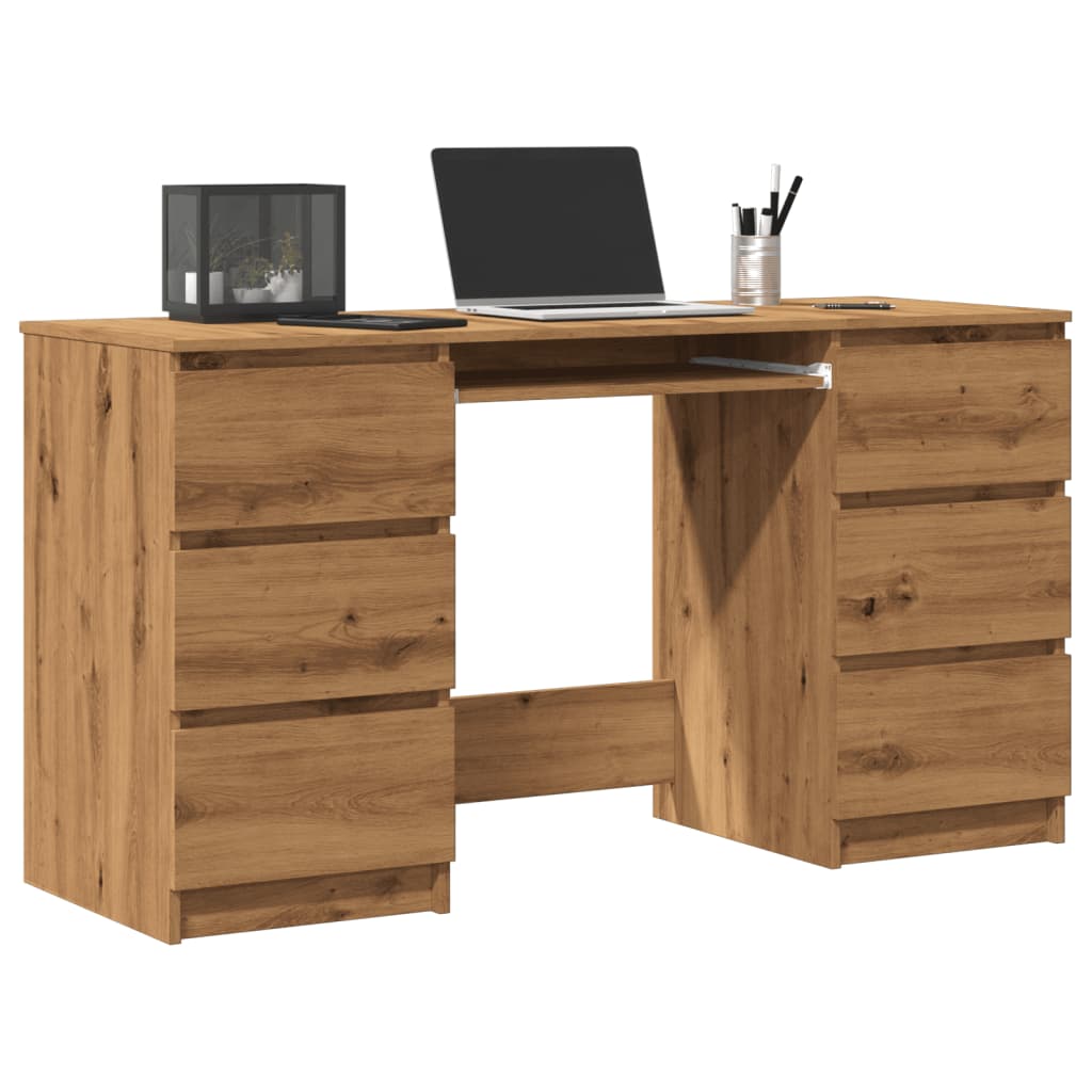 Bureau 140x50x77 cm bewerkt hout artisanaal eikenkleur is nu te koop bij PeponiXL, paradijselijk wonen!