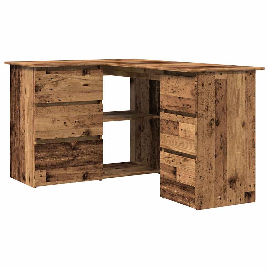 Hoekbureau 145x100x76 cm bewerkt hout oud houtkleurig is nu te koop bij PeponiXL, paradijselijk wonen!