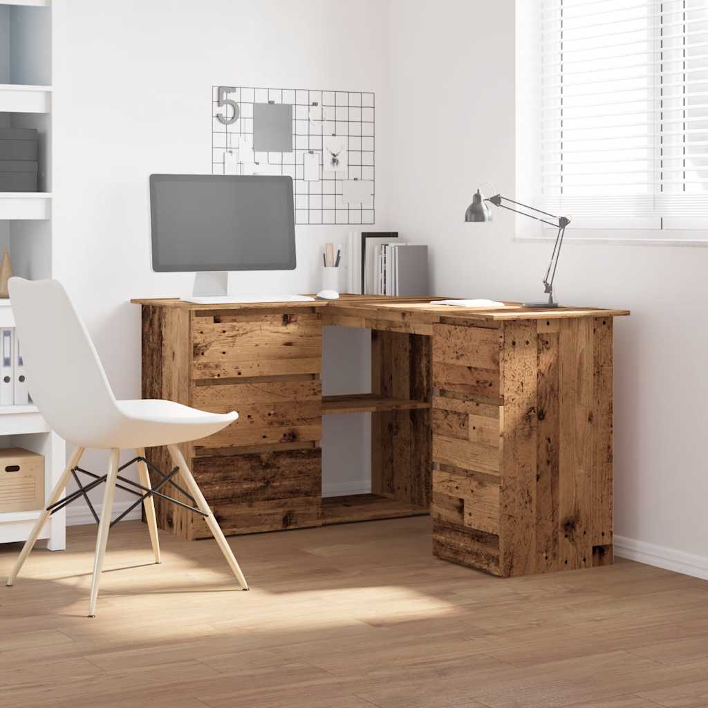 Hoekbureau 145x100x76 cm bewerkt hout oud houtkleurig is nu te koop bij PeponiXL, paradijselijk wonen!