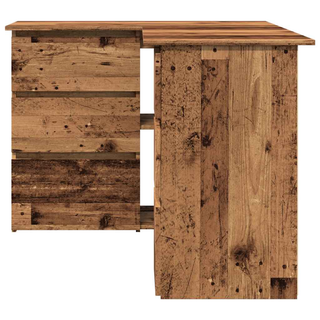 Hoekbureau 145x100x76 cm bewerkt hout oud houtkleurig is nu te koop bij PeponiXL, paradijselijk wonen!