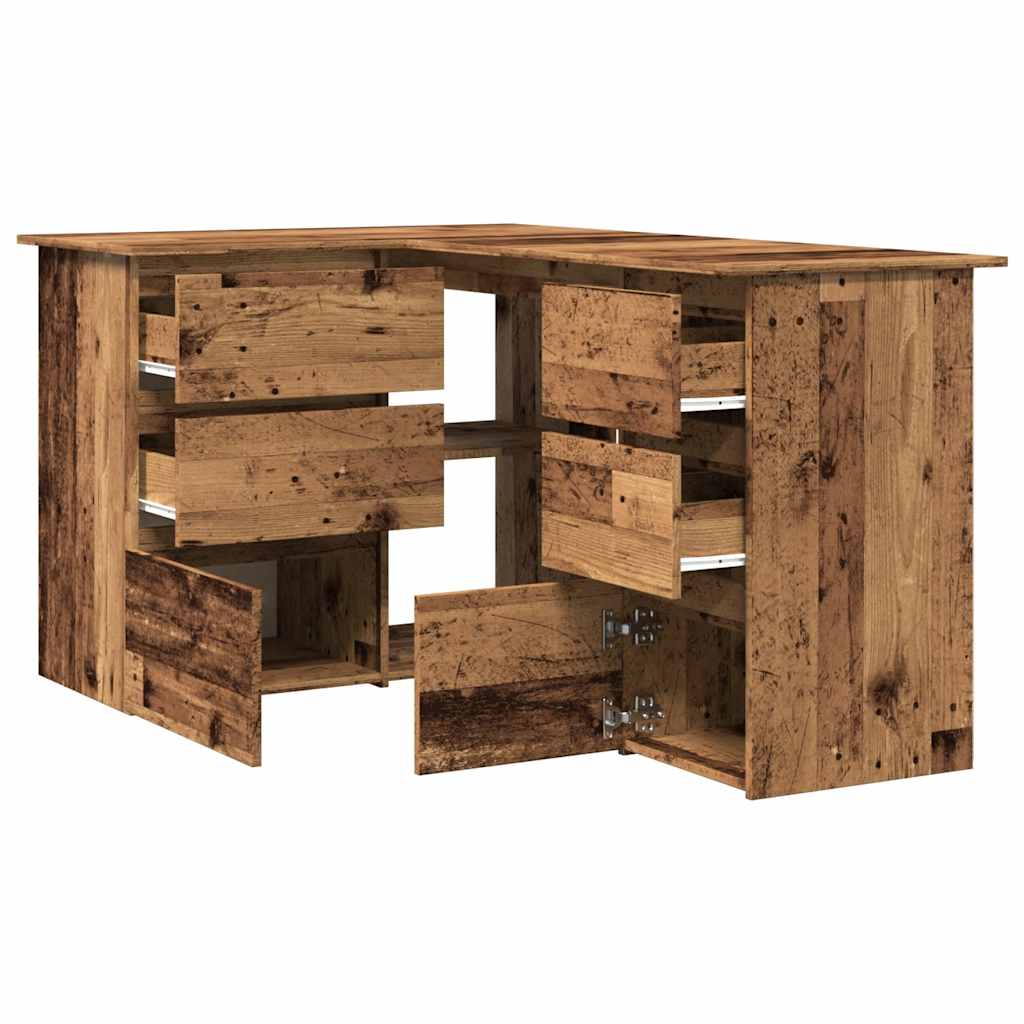 Hoekbureau 145x100x76 cm bewerkt hout oud houtkleurig is nu te koop bij PeponiXL, paradijselijk wonen!