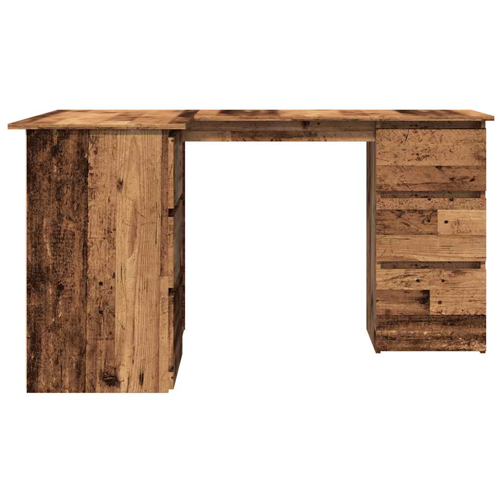 Hoekbureau 145x100x76 cm bewerkt hout oud houtkleurig is nu te koop bij PeponiXL, paradijselijk wonen!