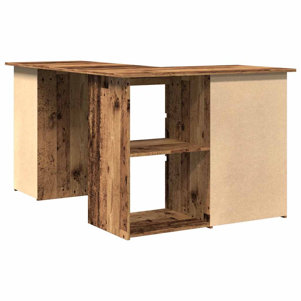 Hoekbureau 145x100x76 cm bewerkt hout oud houtkleurig is nu te koop bij PeponiXL, paradijselijk wonen!