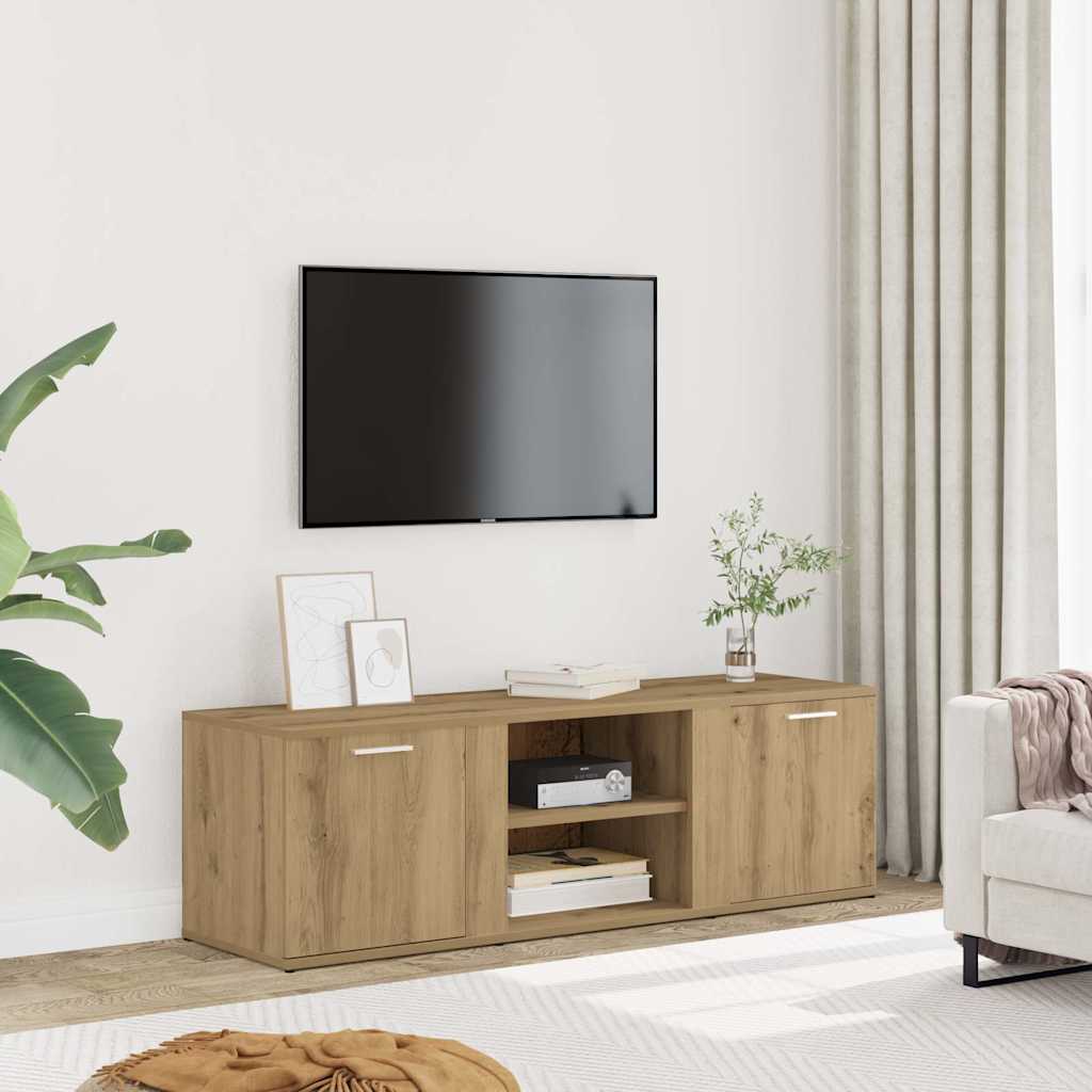 Tv-meubel 120x34x37 cm bewerkt hout artisanaal eikenkleur is nu te koop bij PeponiXL, paradijselijk wonen!