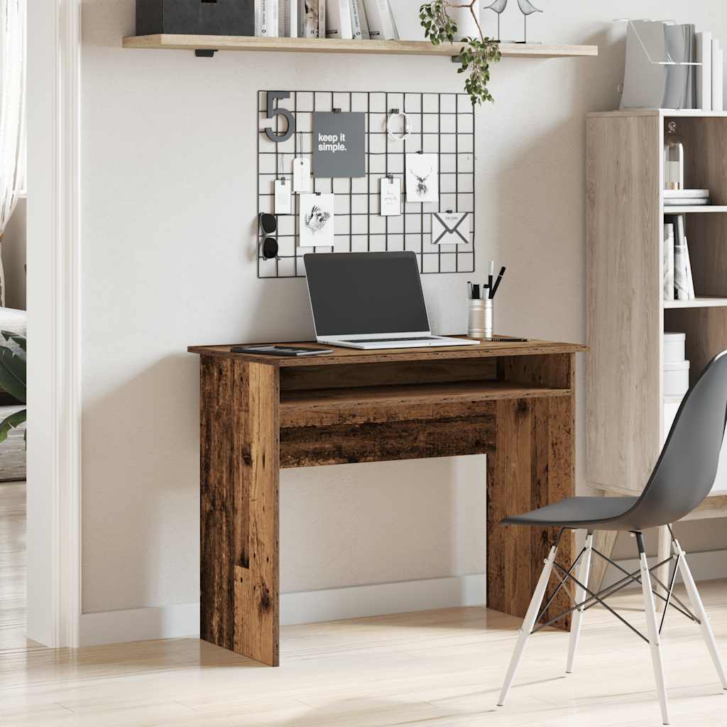 Bureau 90x50x74 cm bewerkt hout oud houtkleurig is nu te koop bij PeponiXL, paradijselijk wonen!