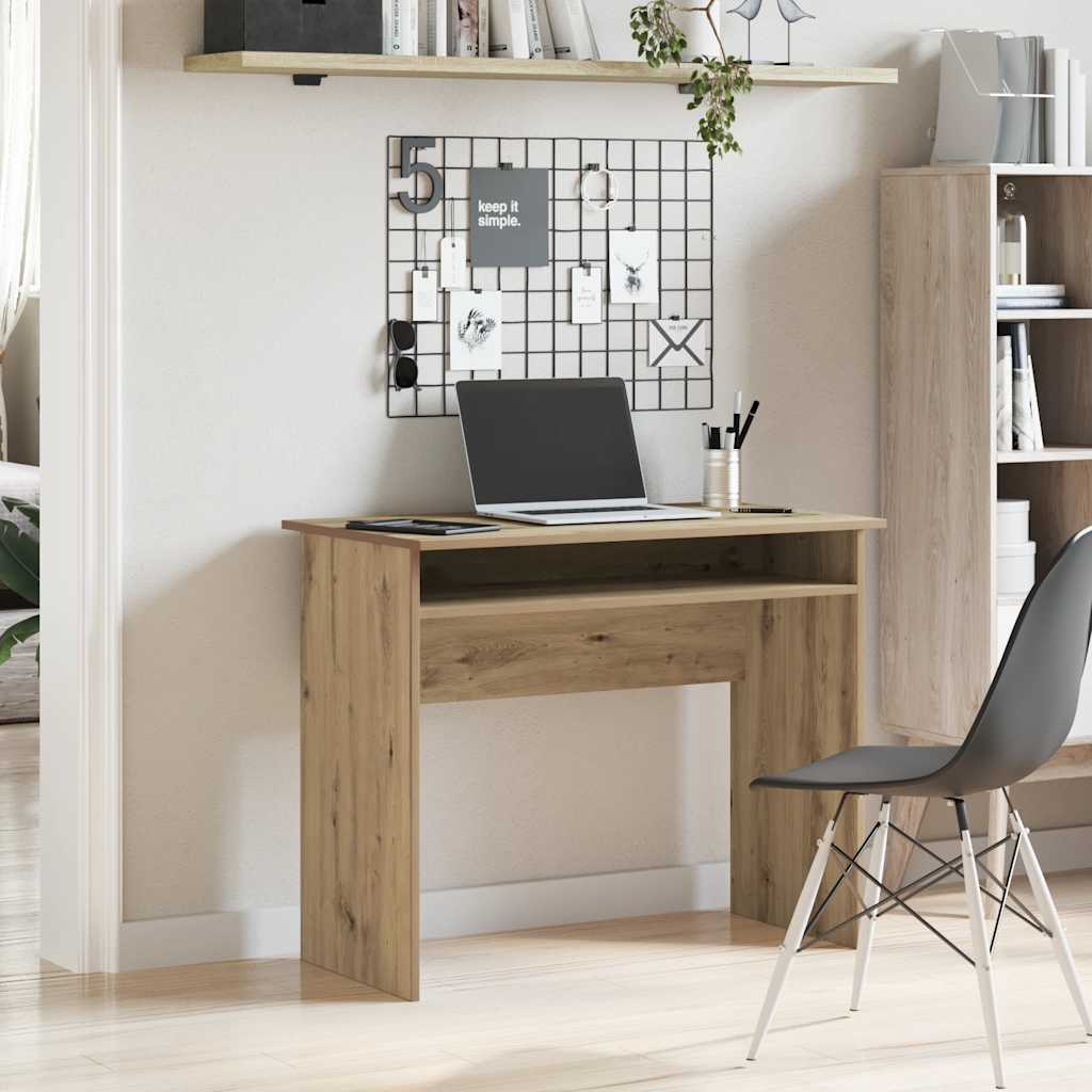 Bureau 90x50x74 cm bewerkt hout artisanaal eikenkleur is nu te koop bij PeponiXL, paradijselijk wonen!