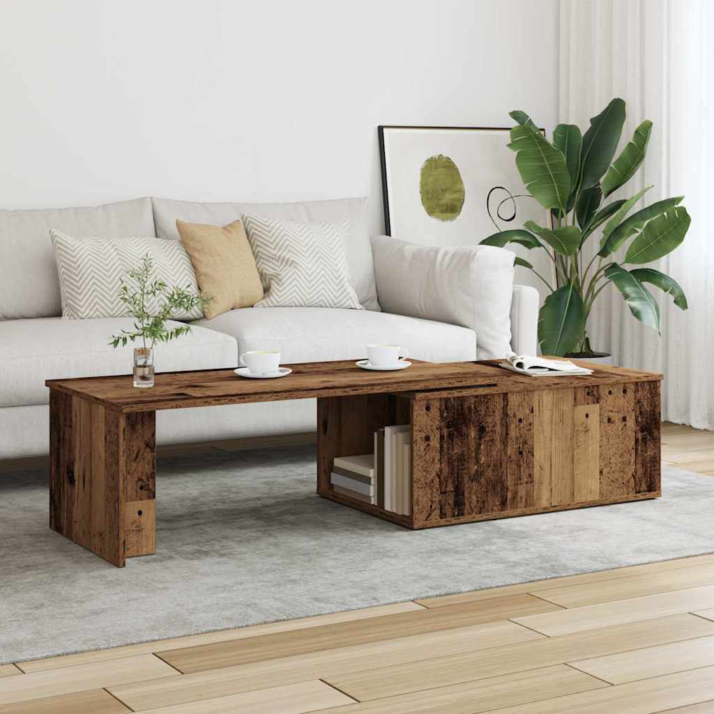 Salontafel 150x50x35 cm bewerkt hout oud houtkleurig is nu te koop bij PeponiXL, paradijselijk wonen!