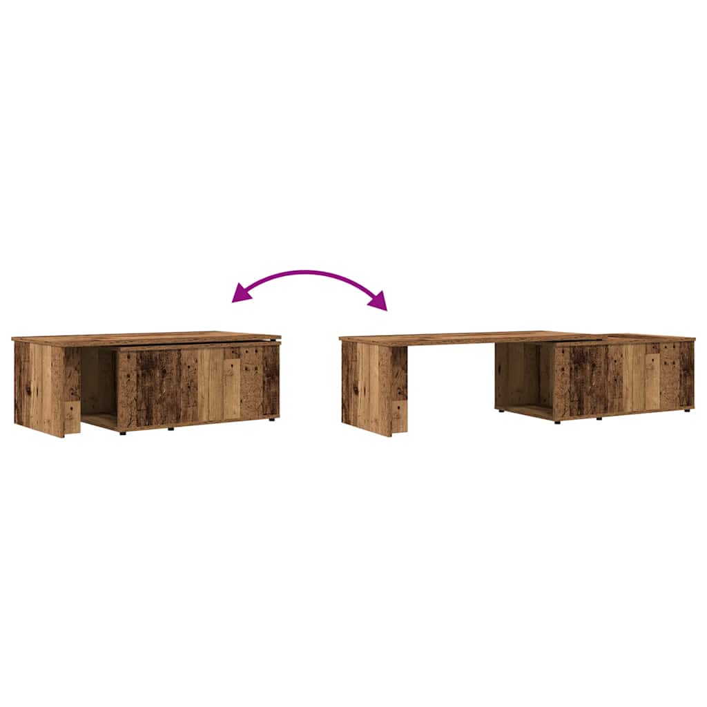 Salontafel 150x50x35 cm bewerkt hout oud houtkleurig is nu te koop bij PeponiXL, paradijselijk wonen!