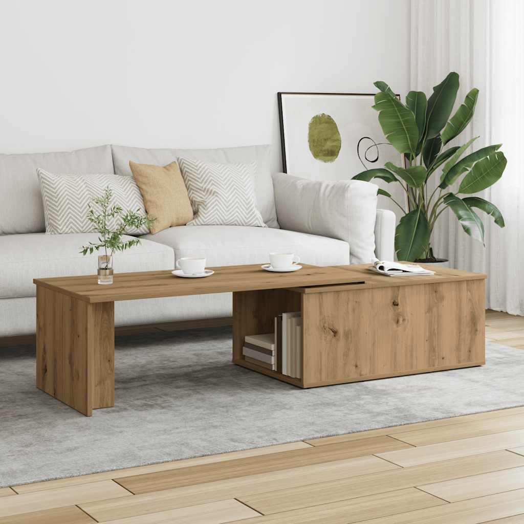Salontafel 150x50x35 cm bewerkt hout artisanaal eikenkleur is nu te koop bij PeponiXL, paradijselijk wonen!